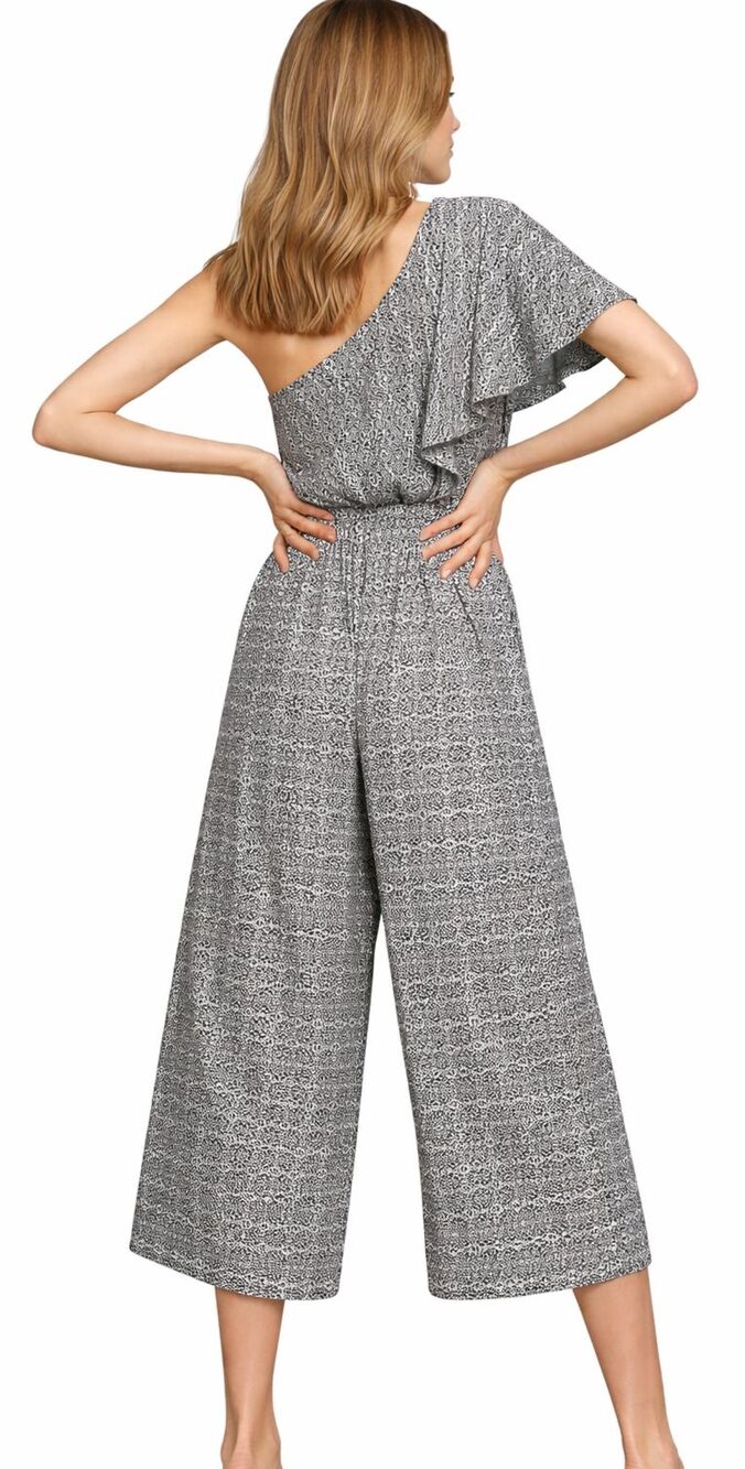 Anthropologie Maeve Wide Leg High Waist‎ Crop Jumpsuit XS Flutter One Shoulder